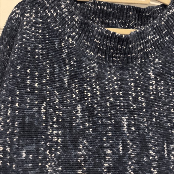 2017 Gap Women's Marled Navy Blue‎ Wide Neck Tight Knit Sweater XL Fisherman - Picture 2 of 5